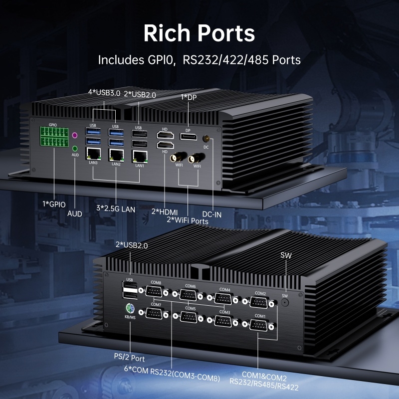 GK9000 Fanless Mini Industrial PC, GPIO, RS232/422/485, Support 9-36V ...